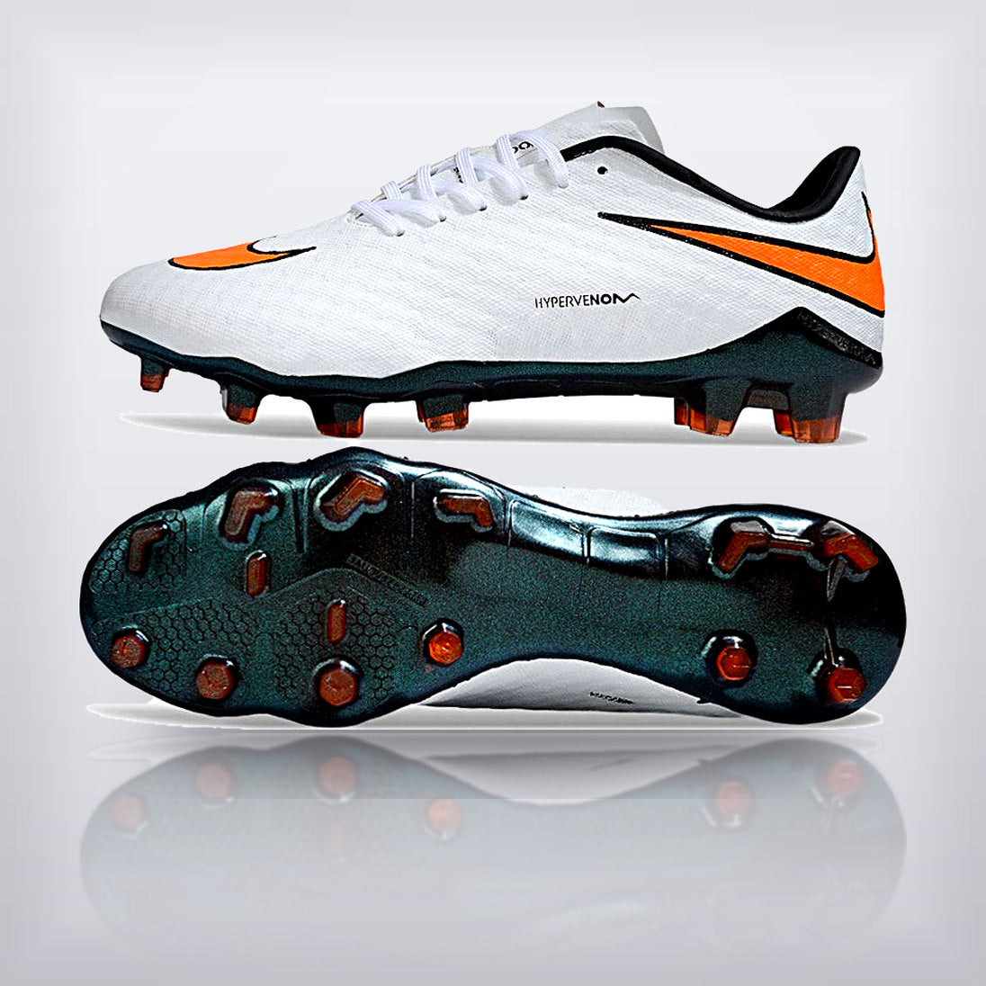 Tachos Hypervenom Elite FG Blanco Naranja — X Cleats MX