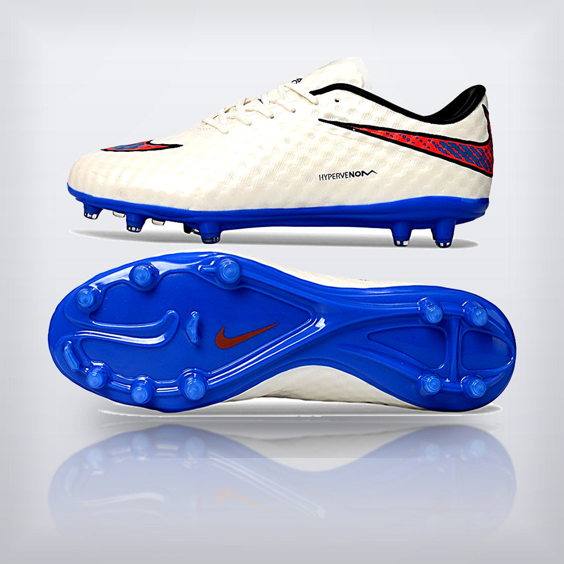 Tachos Hypervenom Elite FG Crema Azul — X Cleats MX