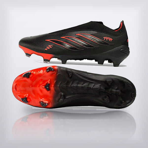 Tachos Predator Elite Laceless FG Negro Rojo — X Cleats MX