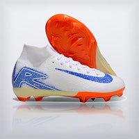 Tachos Jr. Mercurial Superfly 10 FG Blanco Azul — X Cleats MX