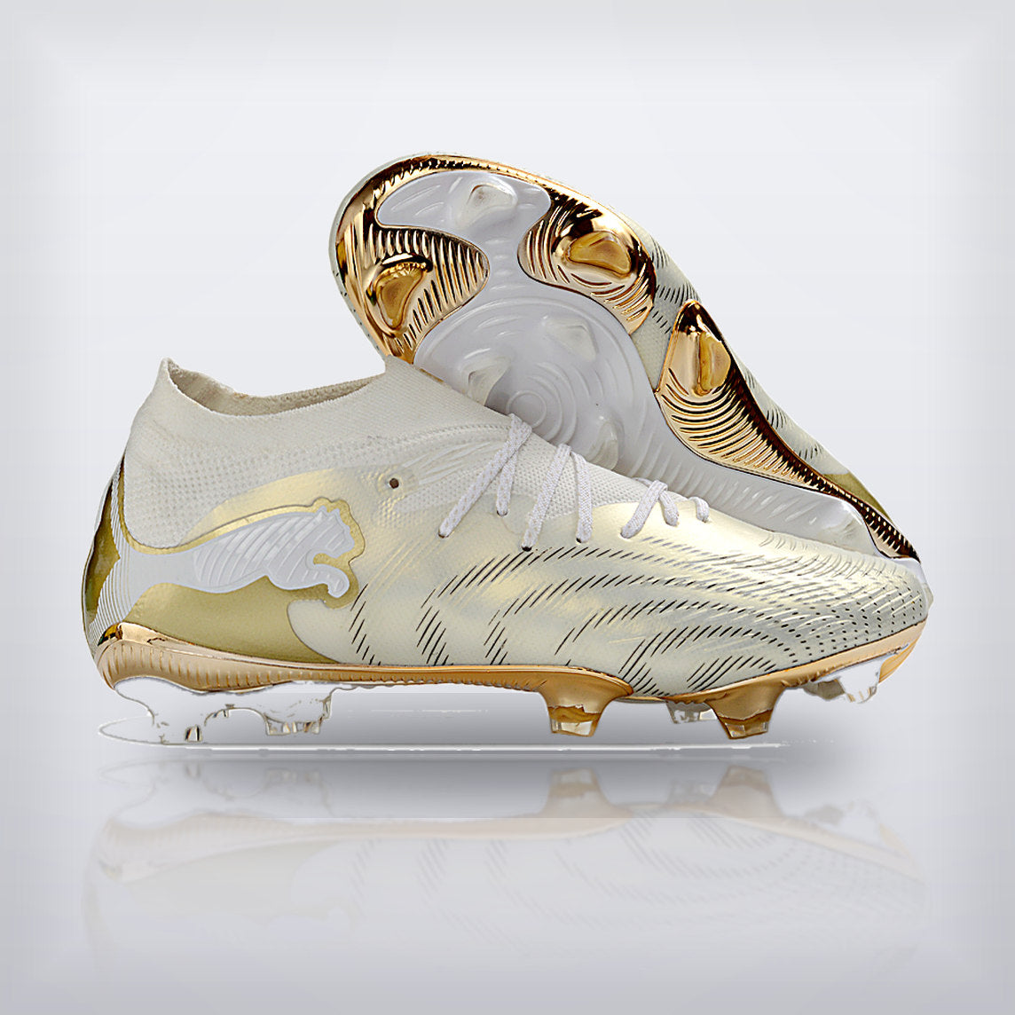 Tachos Future 9 Ultimate FG Blanco Dorado — X Cleats MX