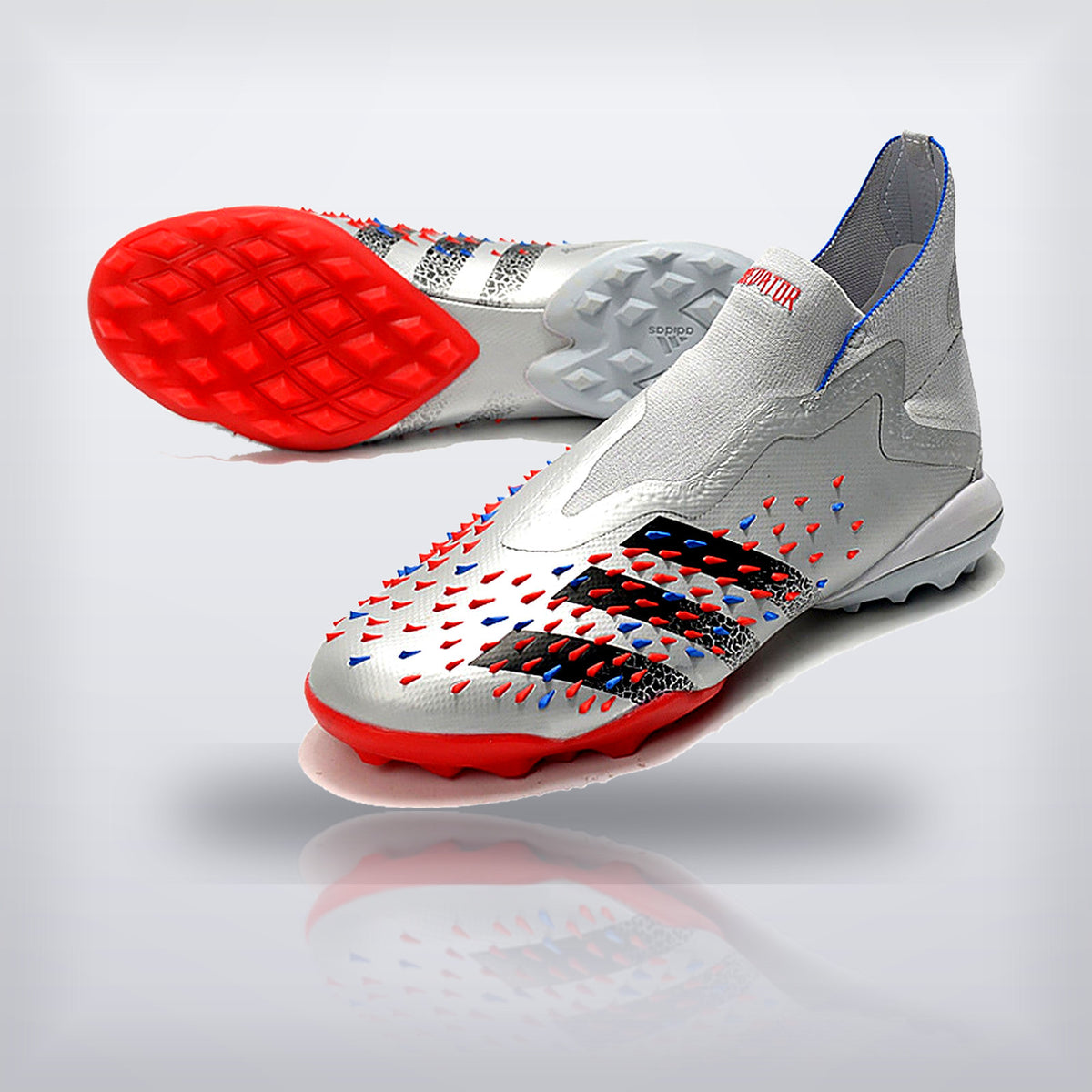 Tachos Predator Freak+ TF Blanco Azul Rojo — X Cleats MX
