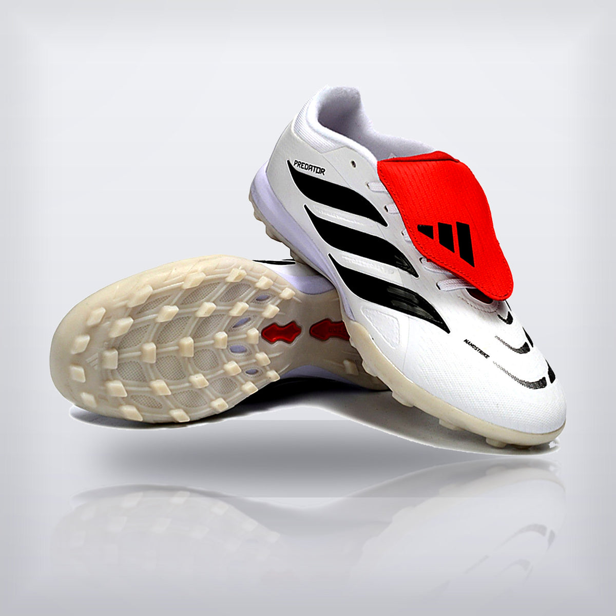 Tachos Predator Elite Fold-Over Tongue TF Blanco Negro Rojo — X Cleats MX
