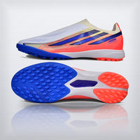 Tachos F50 Hyperfast Elite Laceless TF Blanco Azul, vista 6 — X Cleats MX
