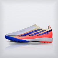 Tachos F50 Hyperfast Elite Laceless TF Blanco Azul, vista 7 — X Cleats MX