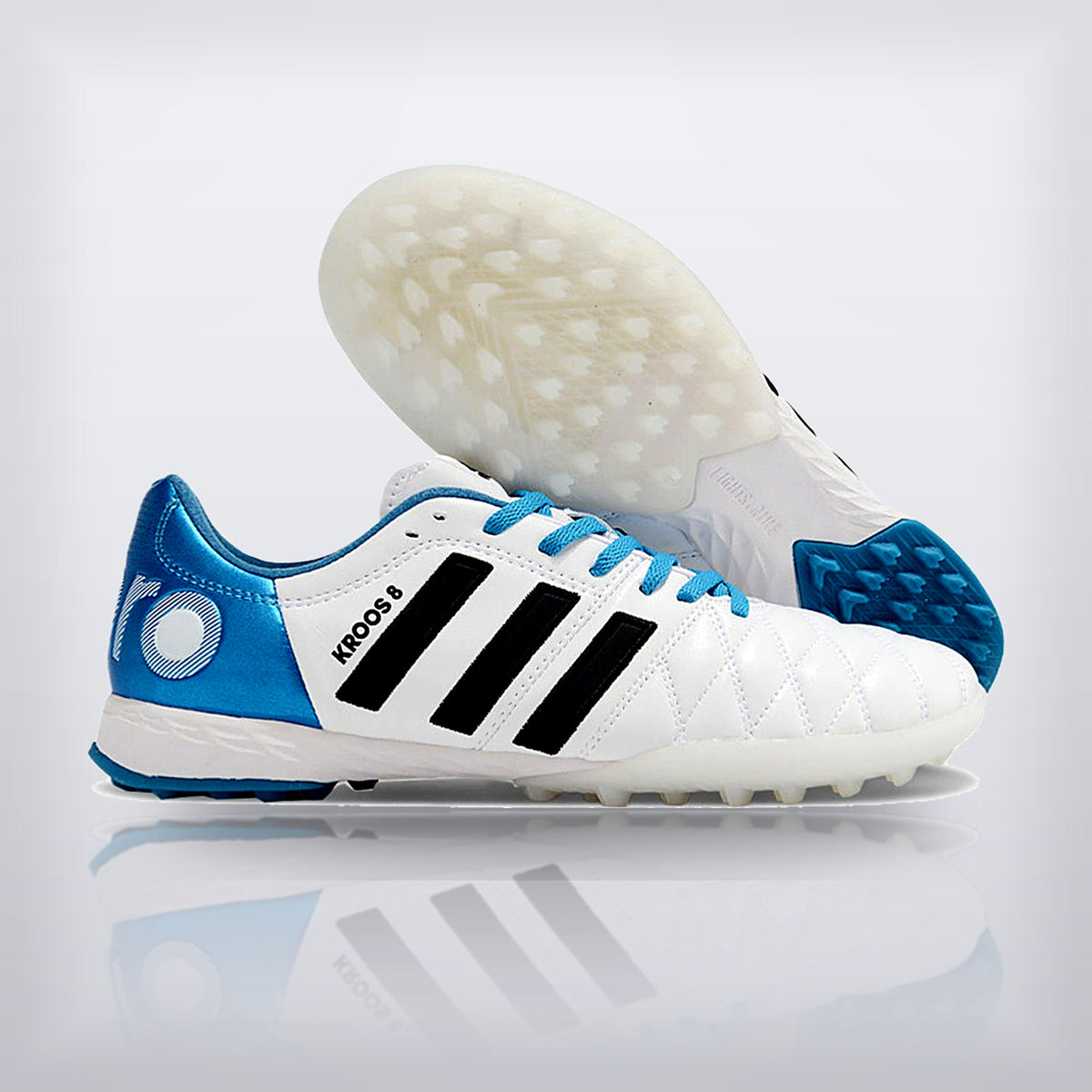 Tachos adiPure 11Pro TRX TF Kroos Blanco Azul — X Cleats MX